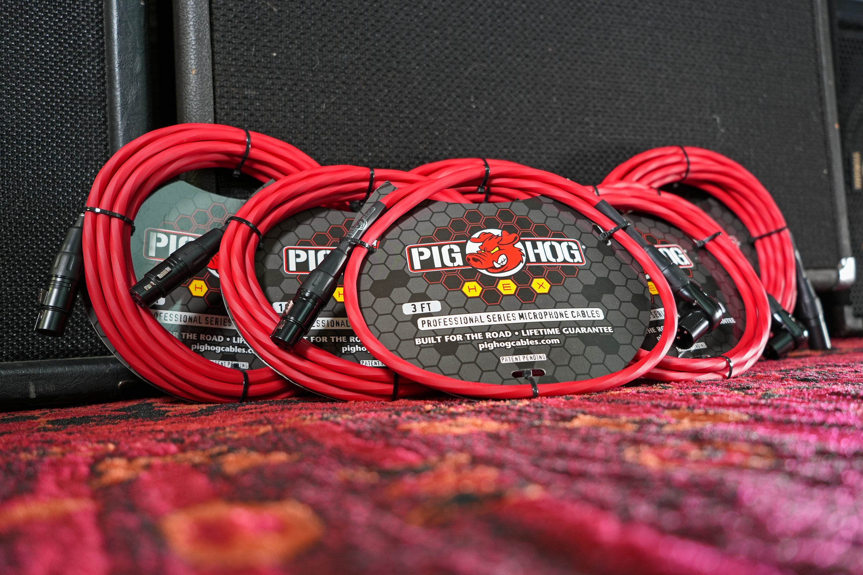 Pig Hog Hex Series Mic Cable, 50ft - Candy Apple Red