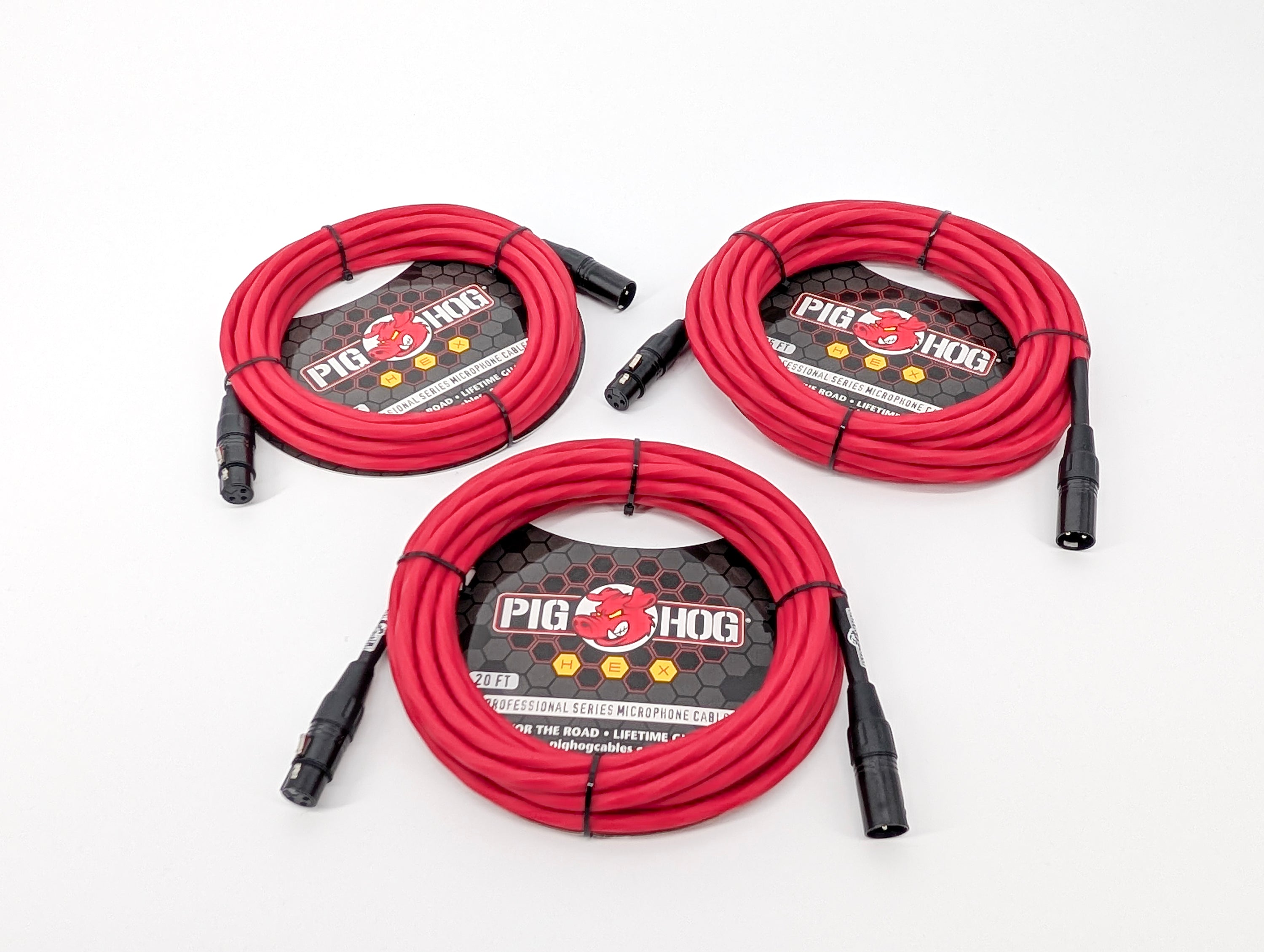Pig Hog Hex Series Mic Cable, 20ft - Candy Apple Red