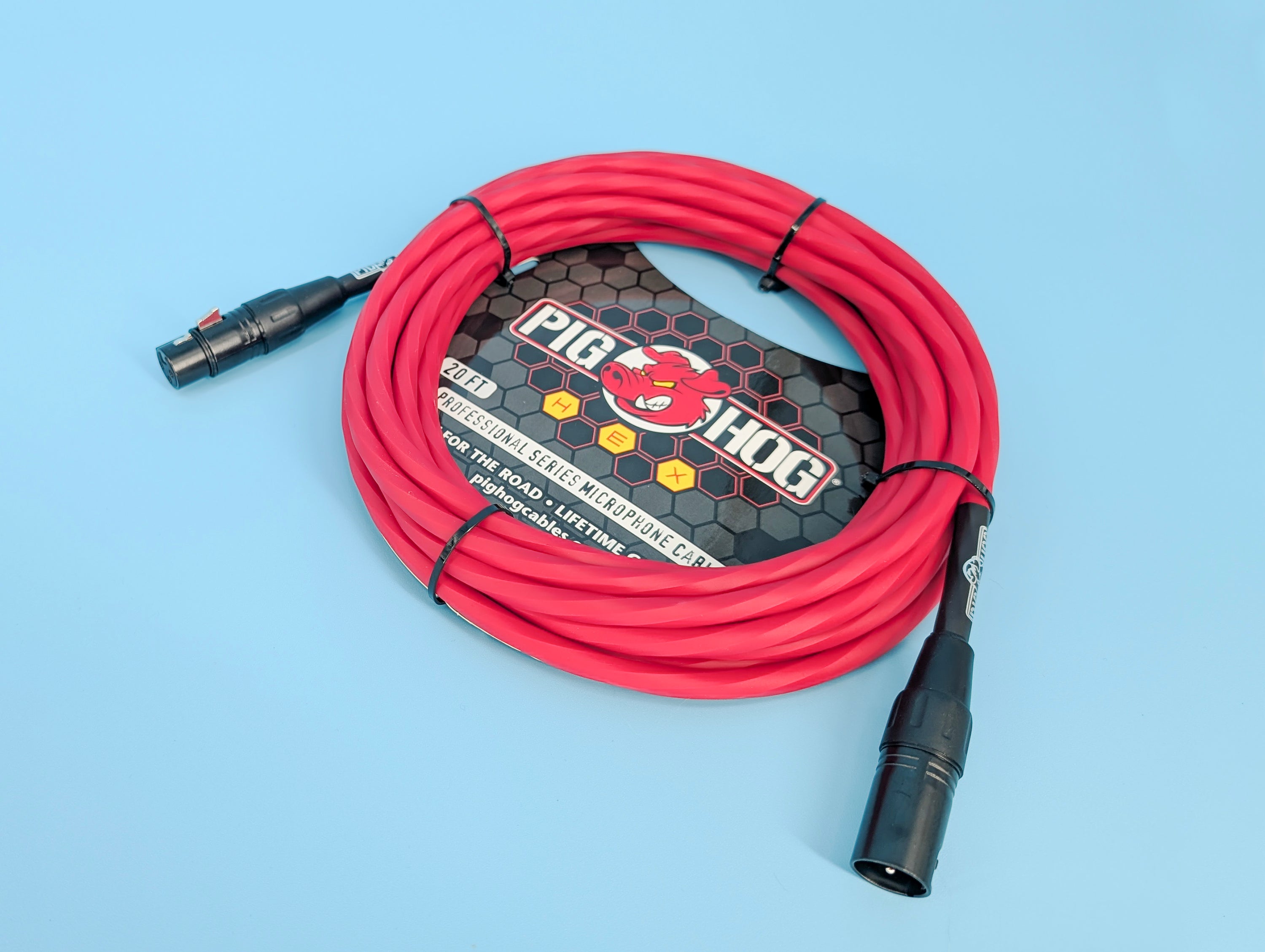 Pig Hog Hex Series Mic Cable, 20ft - Candy Apple Red