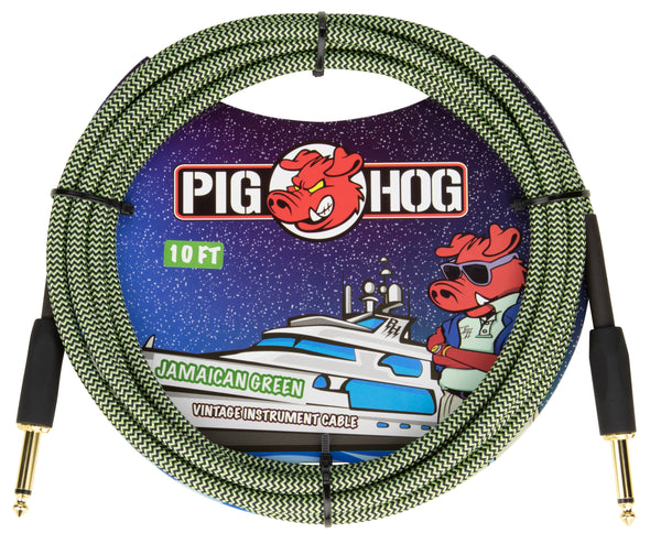 Pig Hog "Jamaican Green" Instrument Cable, 10ft