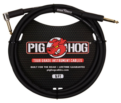 Pig Hog 6ft 1/4" - 1/4" Right Angle 8mm Inst. Cable