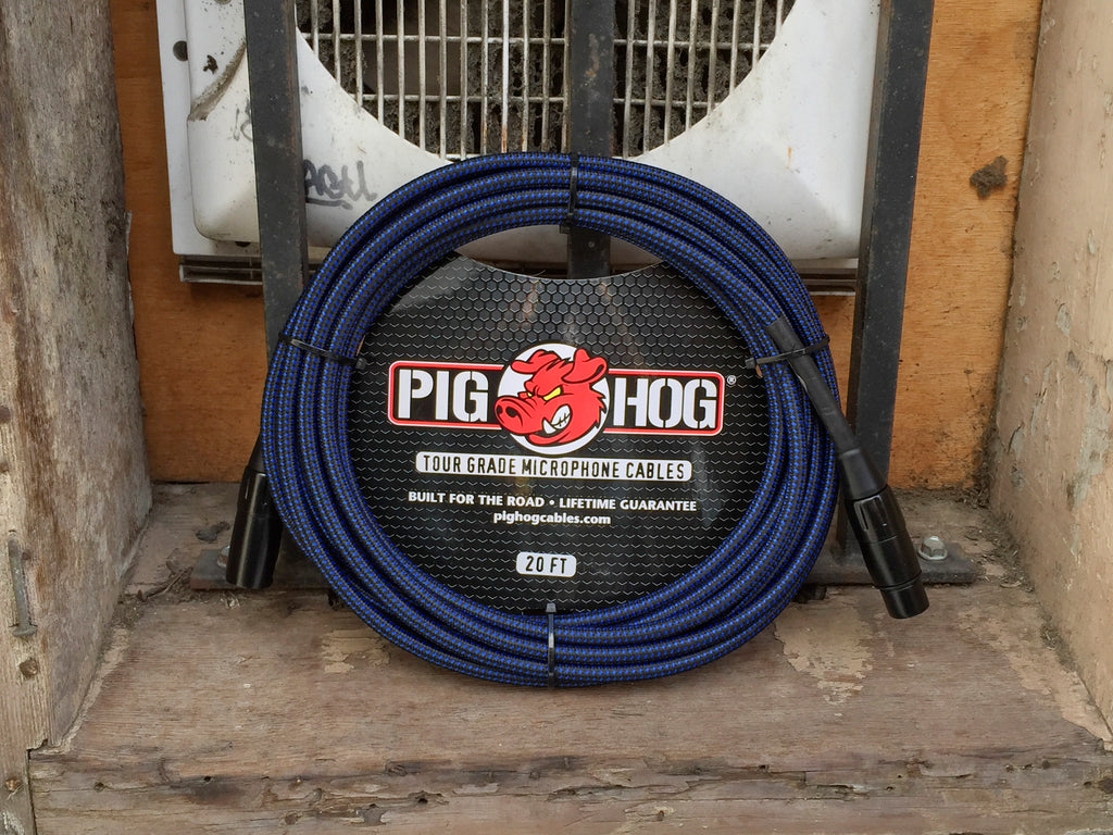 Pig Hog Black & Blue Woven Mic Cable, 20ft XLR