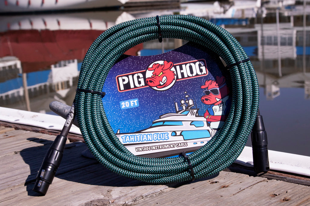 Pig Hog Tahitian Blue Woven Mic Cable, 20ft XLR