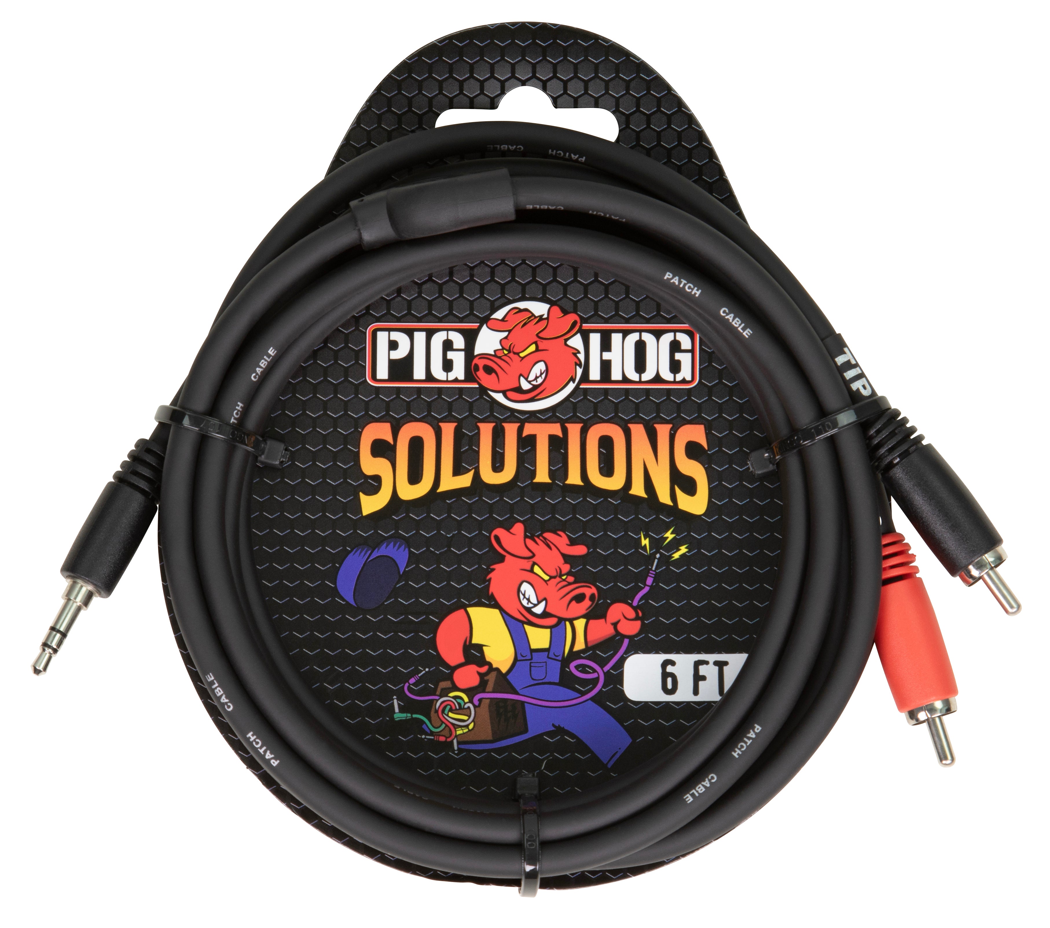 Pig Hog Solutions - 6ft Stereo Breakout Cable, 3.5mm to Dual RCA