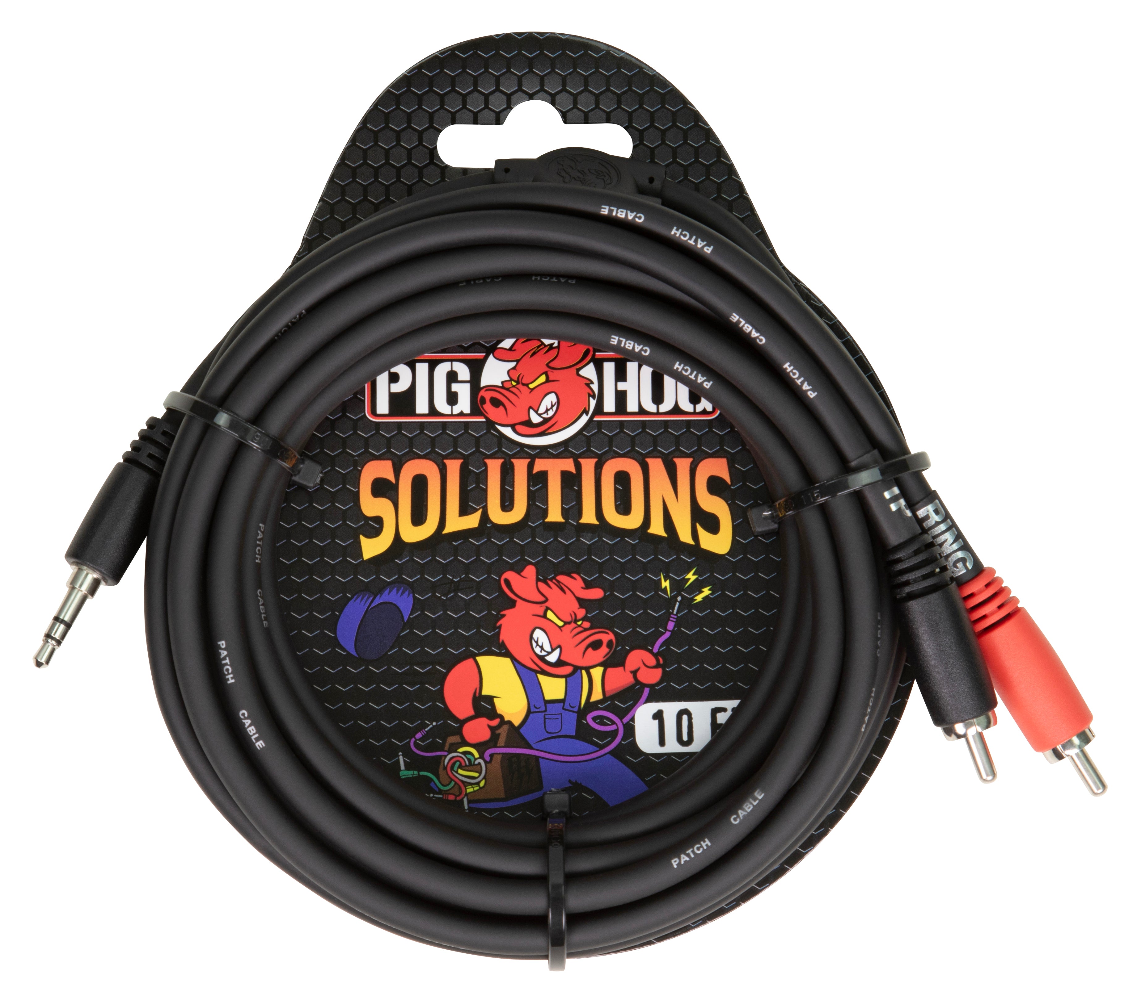 Pig Hog Solutions - 10ft Stereo Breakout Cable, 3.5mm to Dual RCA