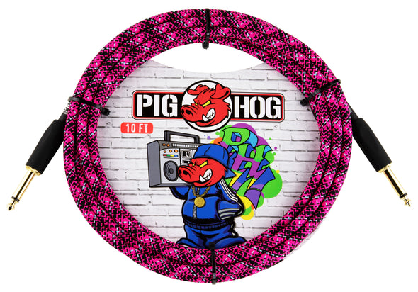 Pig Hog "Pink Graffiti" Instrument Cable, 10ft Straight