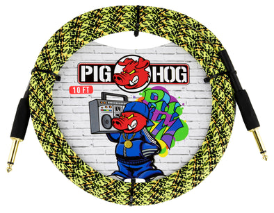 Pig Hog "Yellow Graffiti" Instrument Cable, 10ft Straight