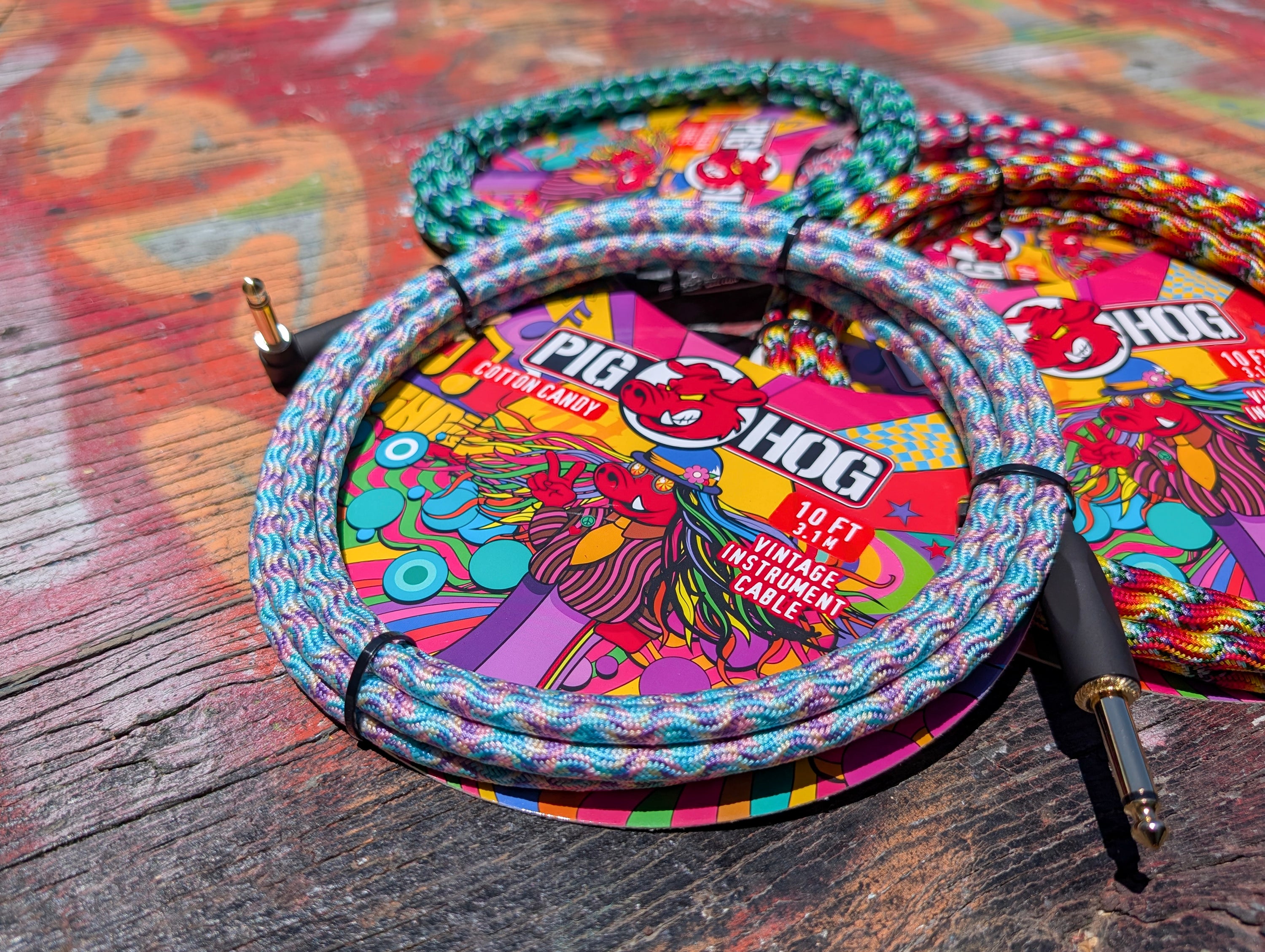 Pig Hog "Cotton Candy" Instrument Cable, 10ft Right Angle