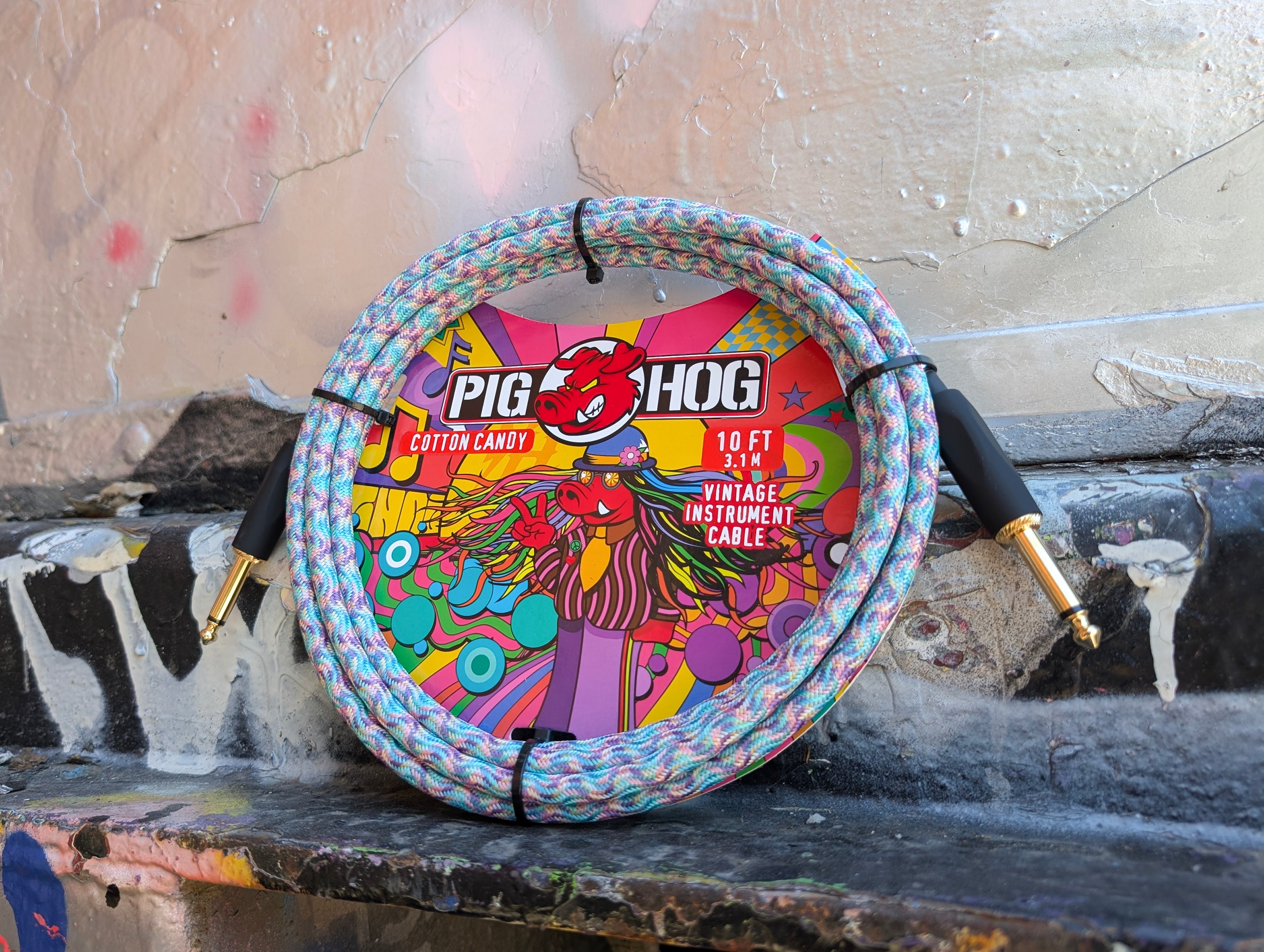 Pig Hog "Cotton Candy" Instrument Cable, 10ft Right Angle