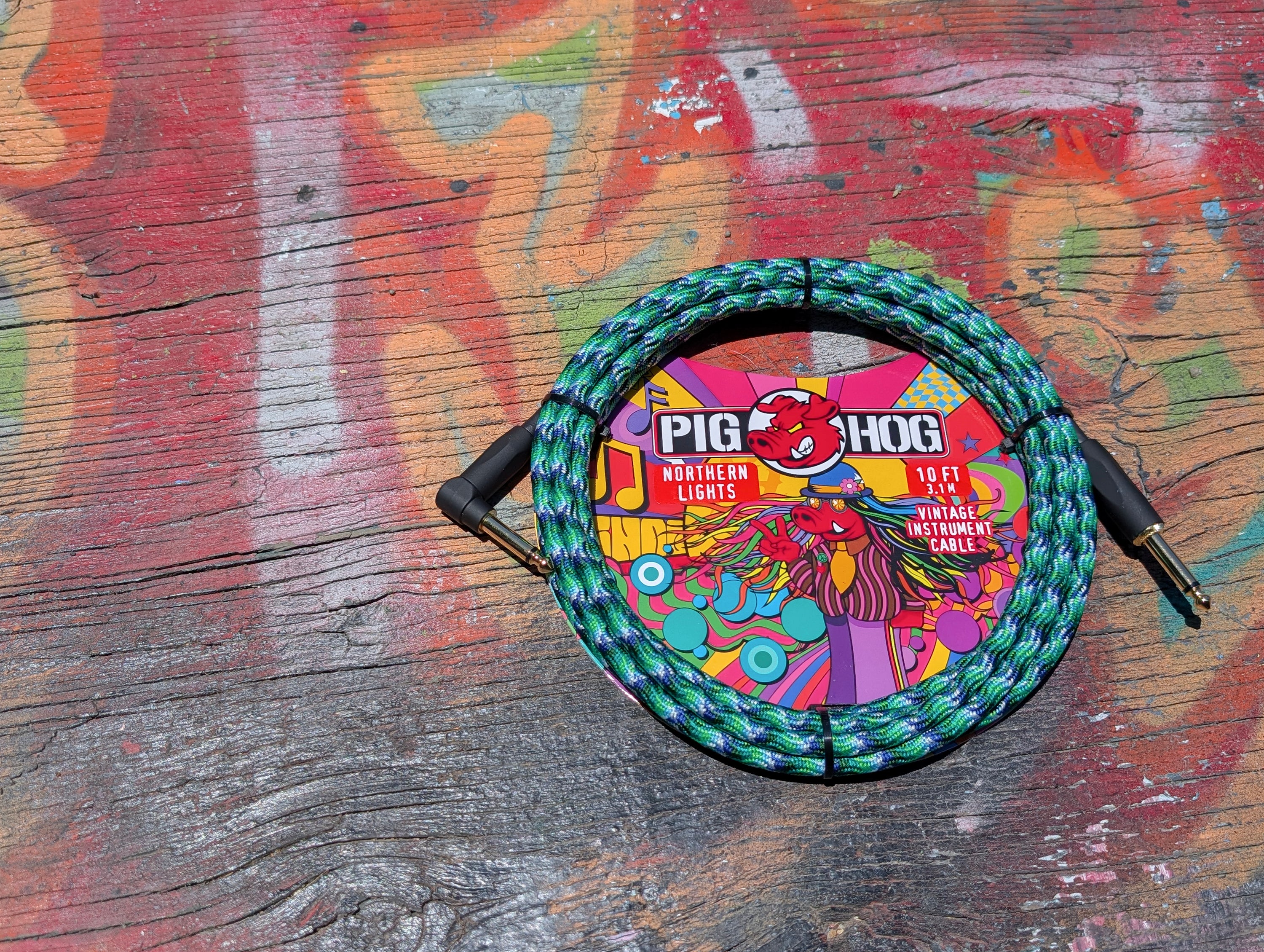 Pig Hog "Northern Lights" Instrument Cable, 10ft Right Angle