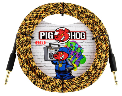Pig Hog "Orange Graffiti" Instrument Cable, 20ft Straight