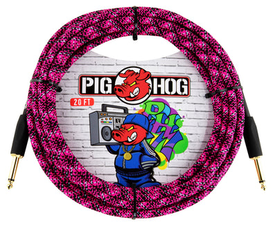 Pig Hog "Pink Graffiti" Instrument Cable, 20ft Straight