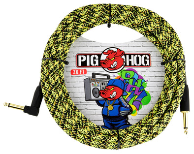 Pig Hog "Yellow Graffiti" Instrument Cable, 20ft Right Angle