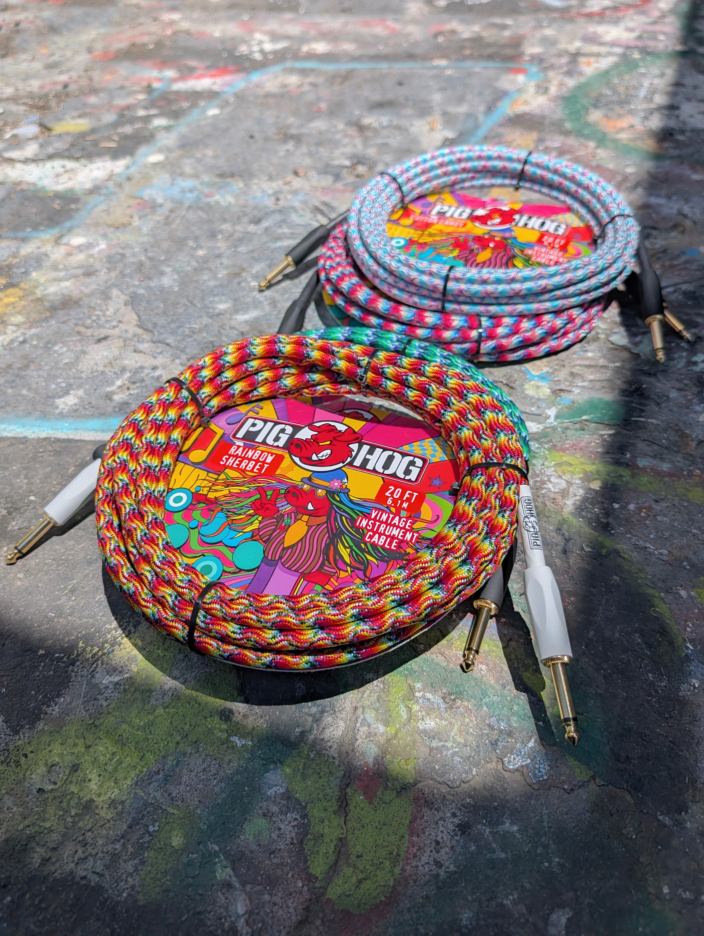 Pig Hog "Rainbow Sherbet" Instrument Cable, 10ft Right Angle