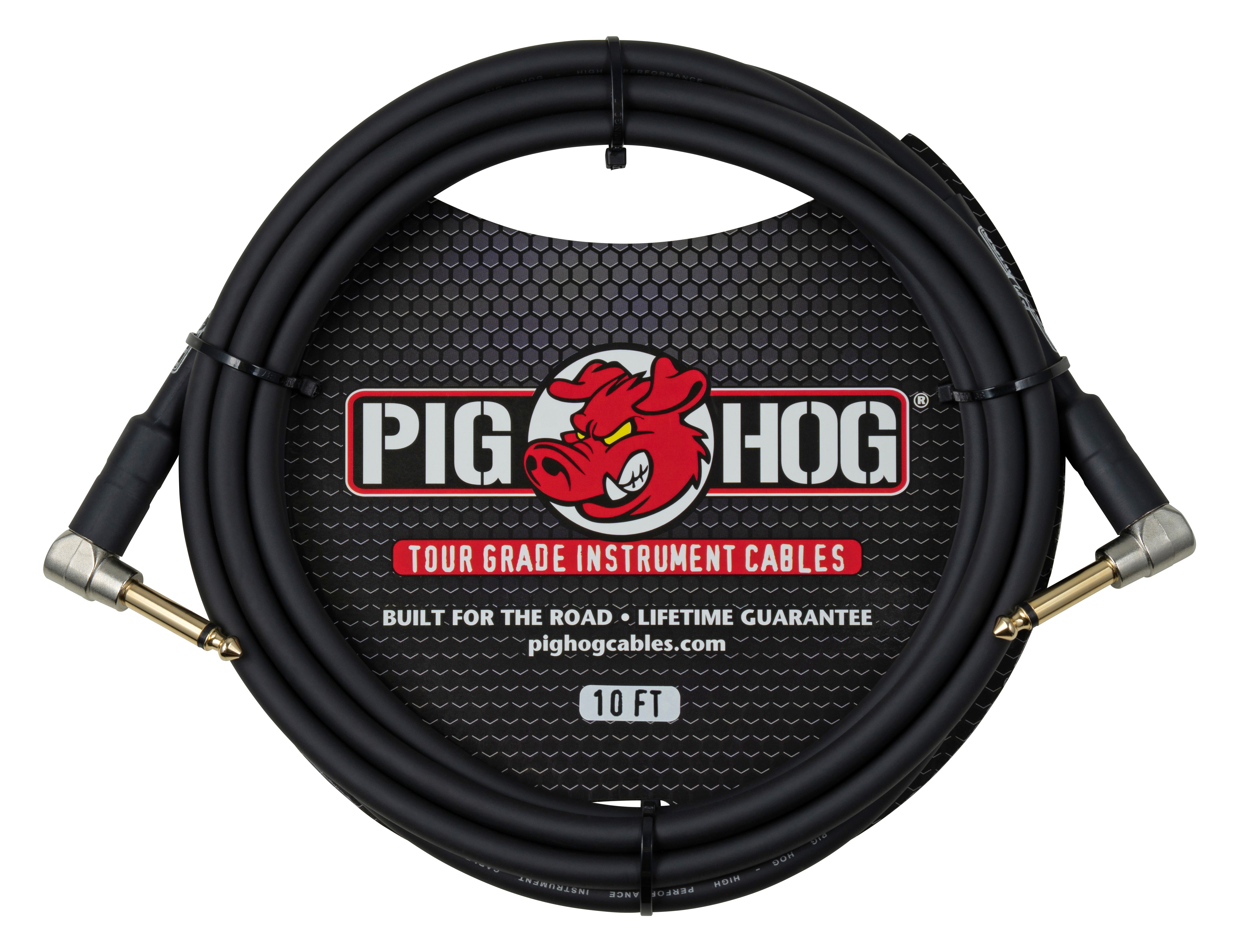 Pig Hog 10ft Instrument Cable, Rt Angle to Rt Angle