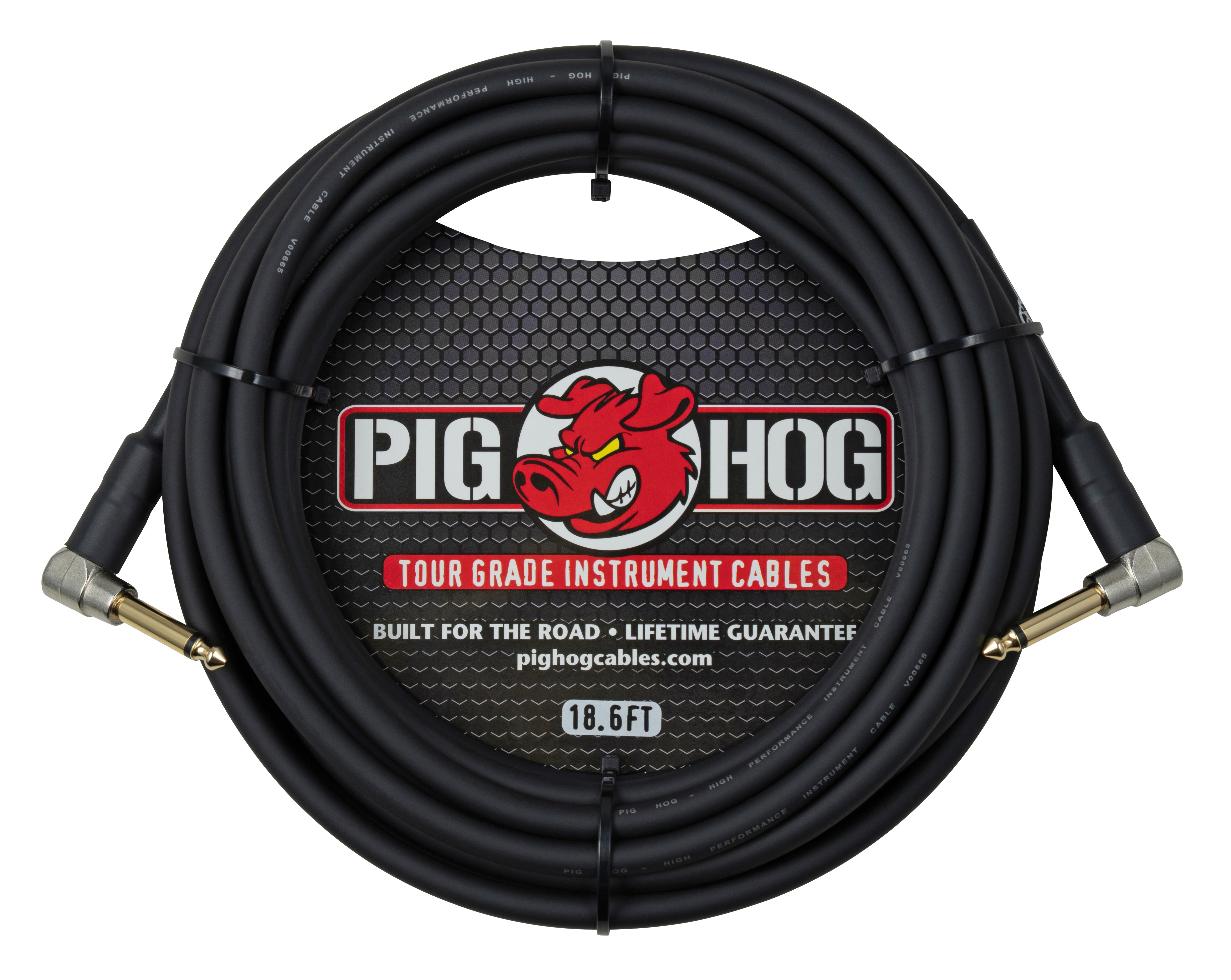 Pig Hog 18.6ft Instrument Cable, Rt Angle to Rt Angle