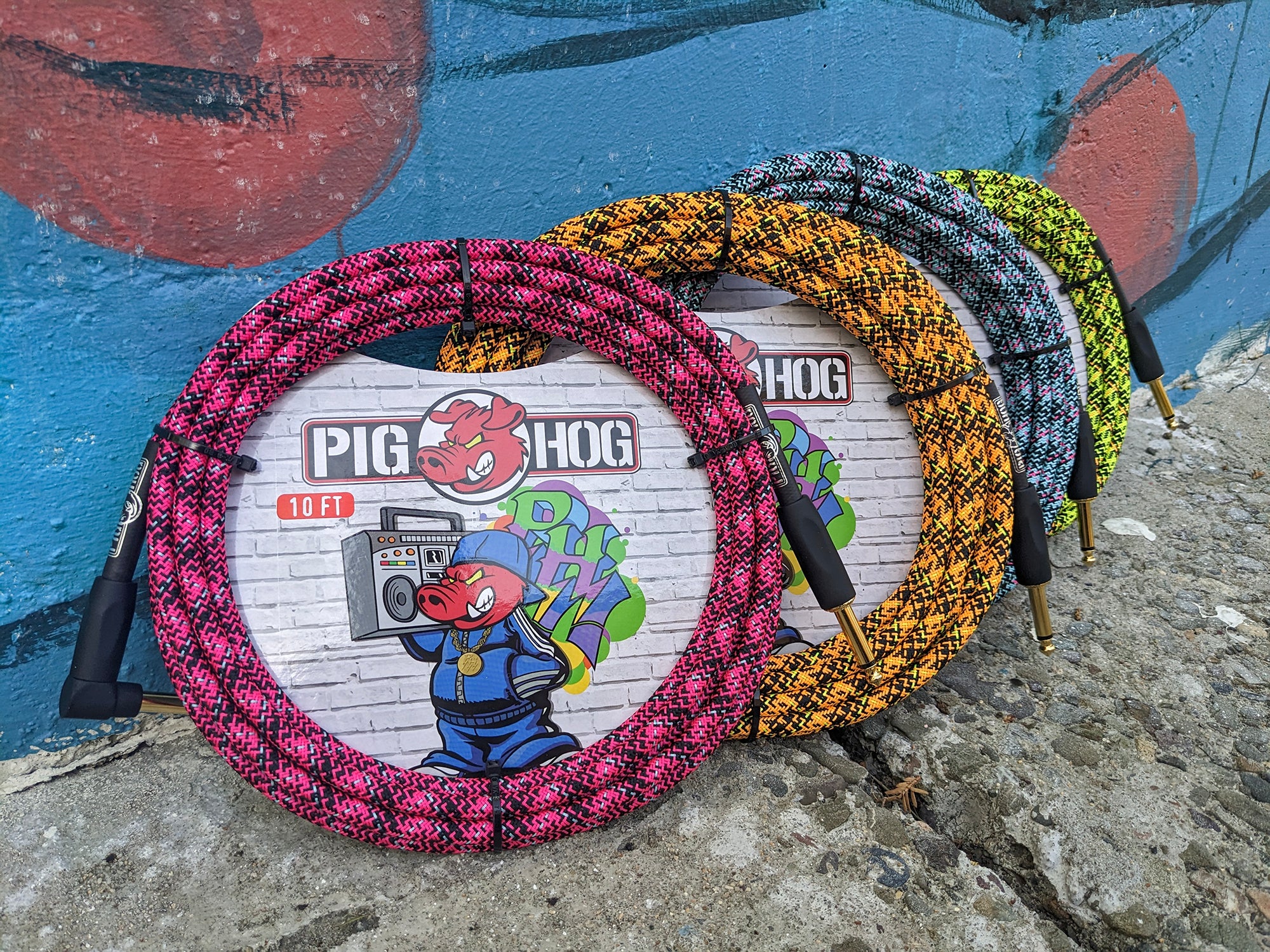 Pig Hog "Pink Graffiti" Instrument Cable, 10ft Right Angle