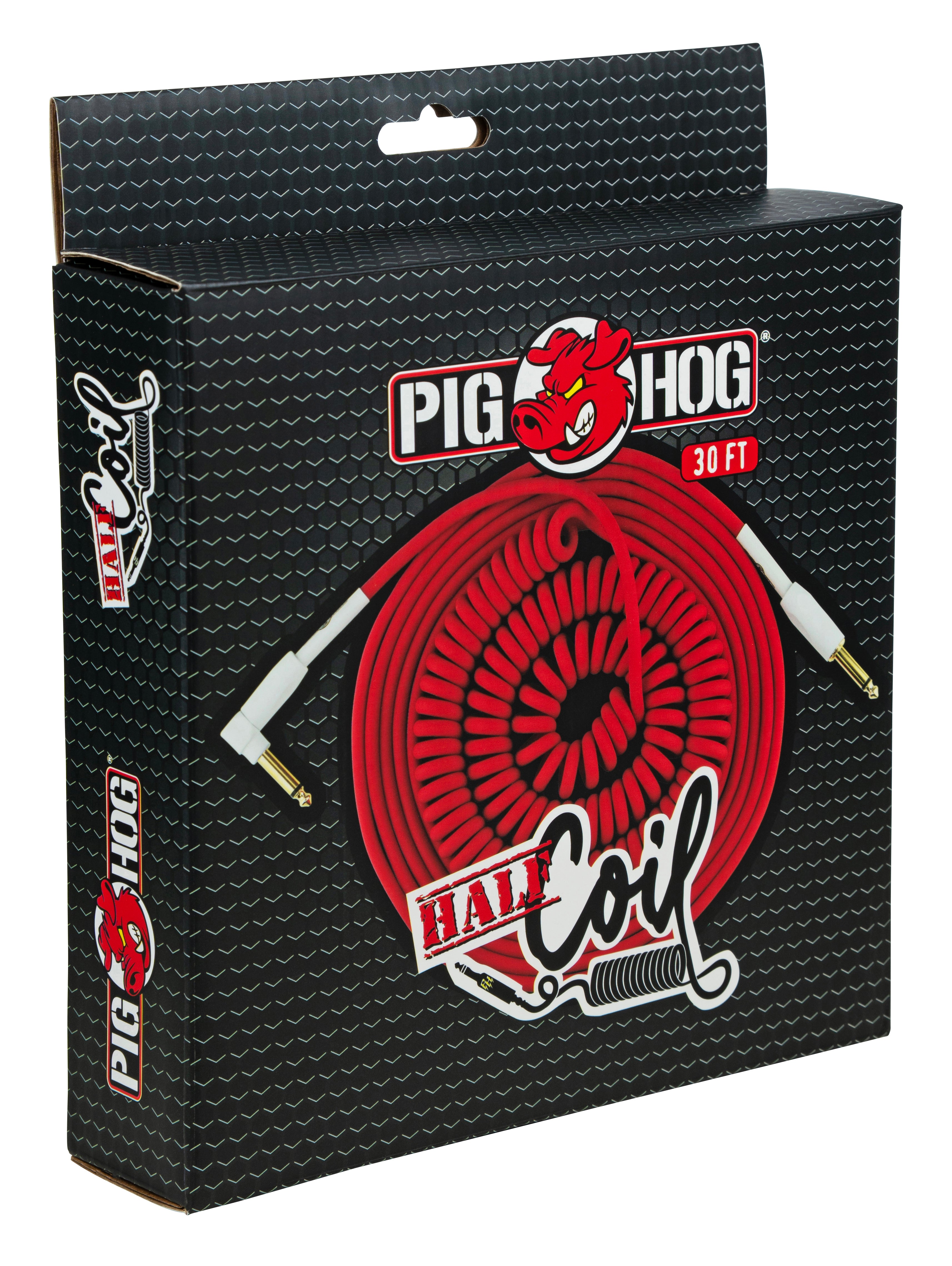 Pig Hog "Half Coil" Instrument Cable, 30 ft, Candy Apple Red