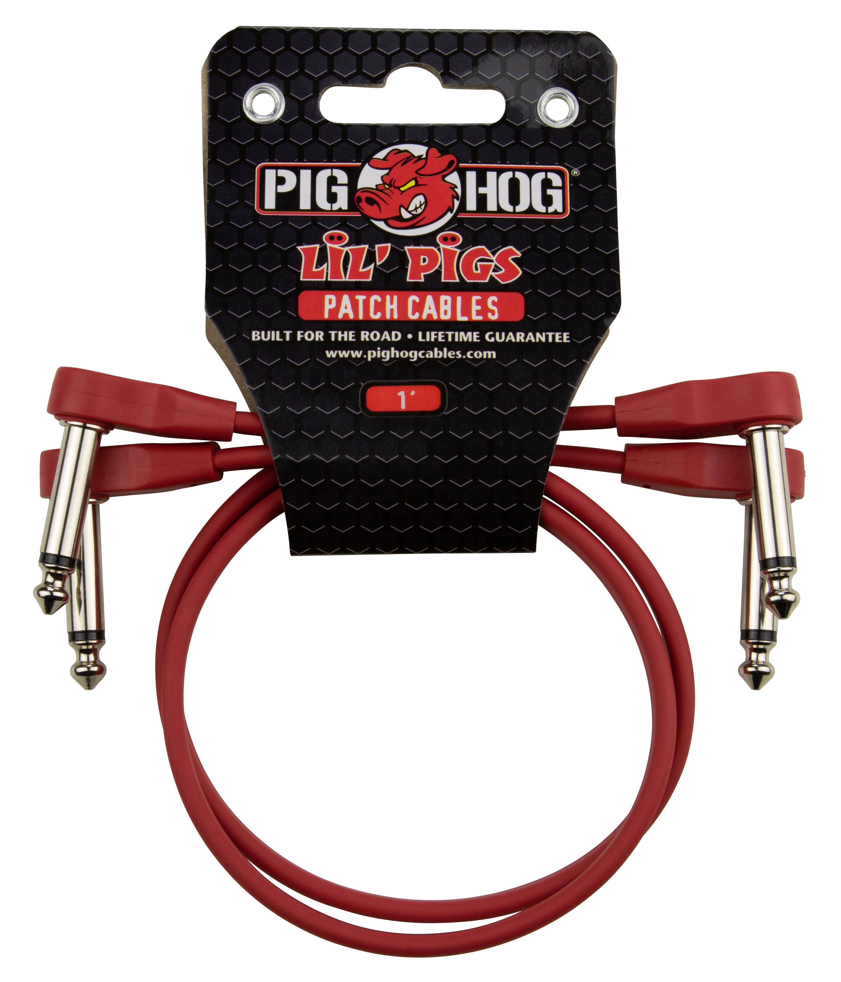 Pig Hog Lil Pigs 1ft Low Profile Patch Cables - Candy Apple Red