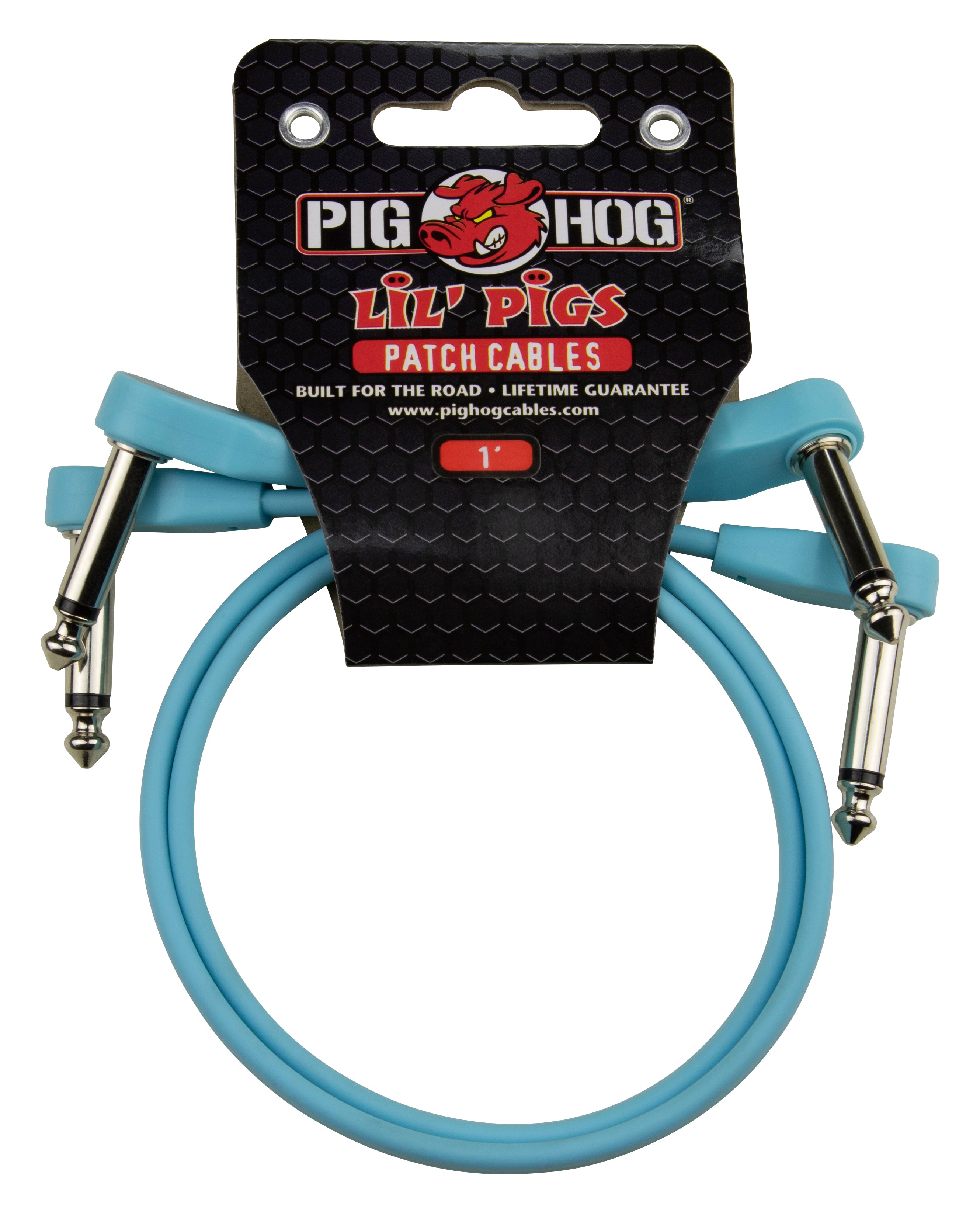 Pig Hog Lil Pigs 1ft Low Profile Patch Cables - Daphne Blue