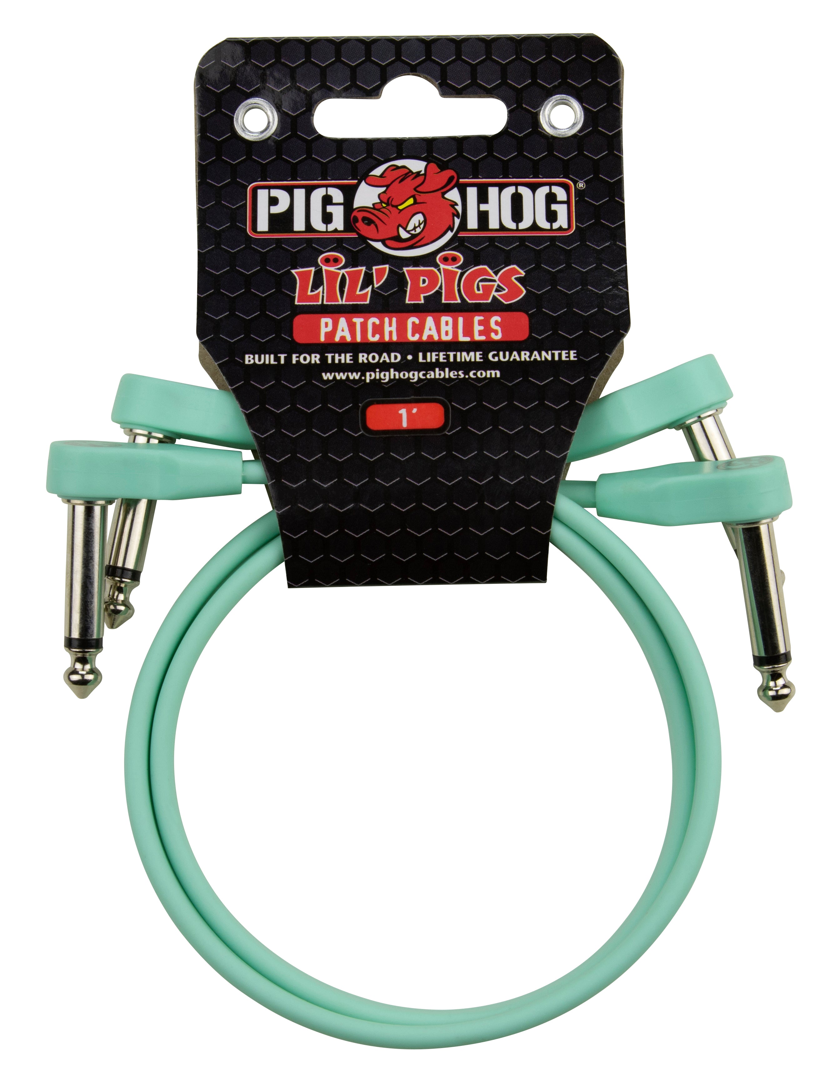 Pig Hog Lil Pigs 1ft Low Profile Patch Cables - Seafoam Green