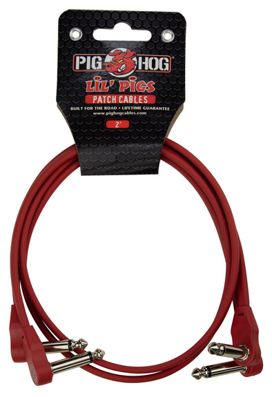 Pig Hog Lil Pigs 2ft Low Profile Patch Cables - 2 pack, Candy Apple Red