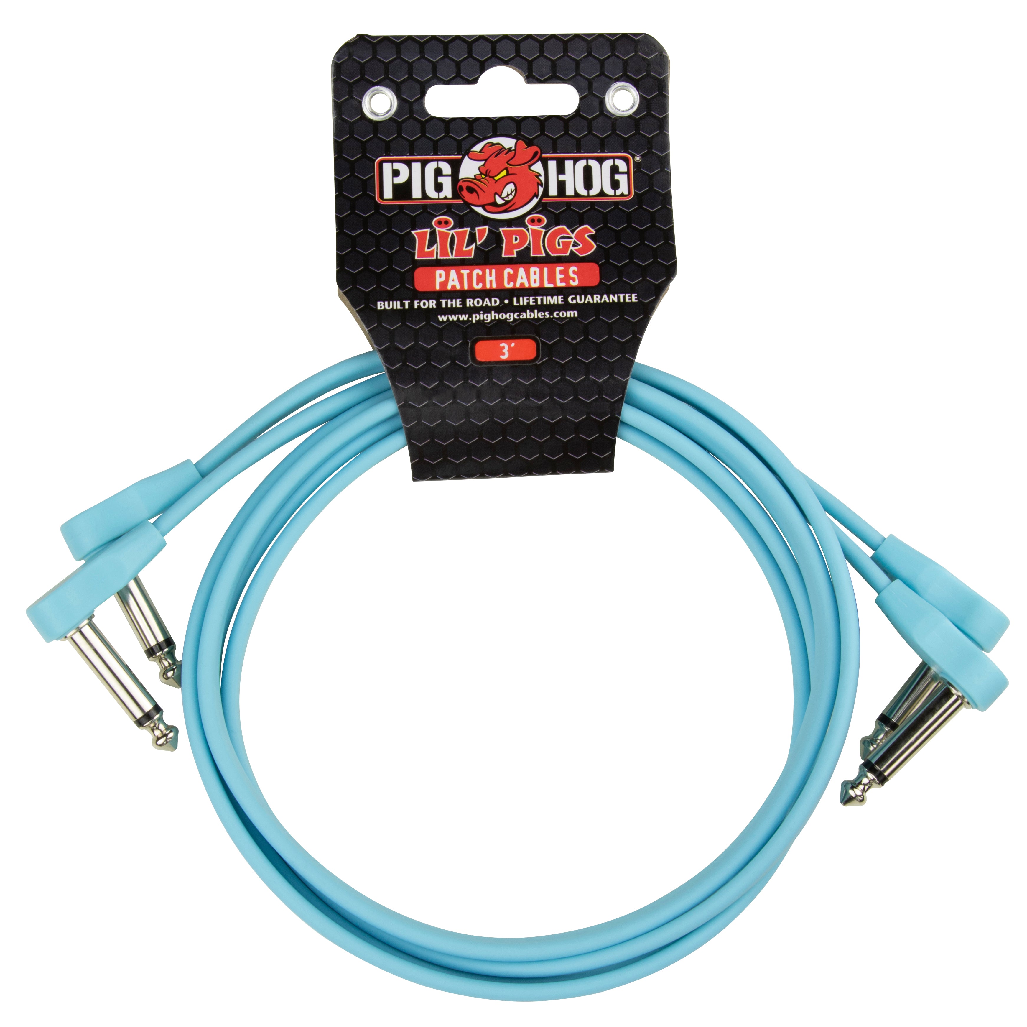 Pig Hog Lil Pigs 3ft Low Profile Patch Cables - Daphne Blue