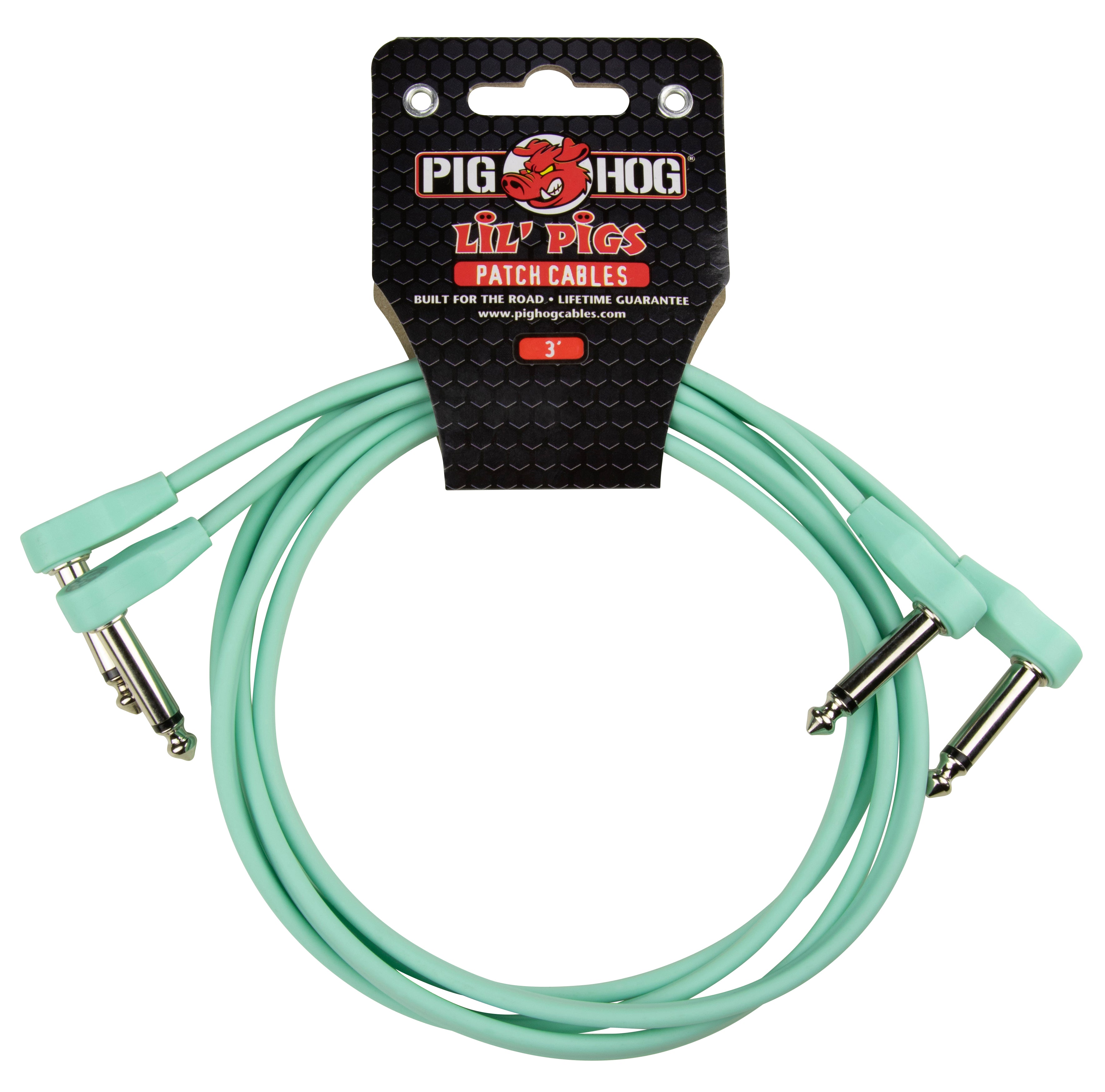 Pig Hog Lil Pigs 3ft Low Profile Patch Cables - Seafoam Green