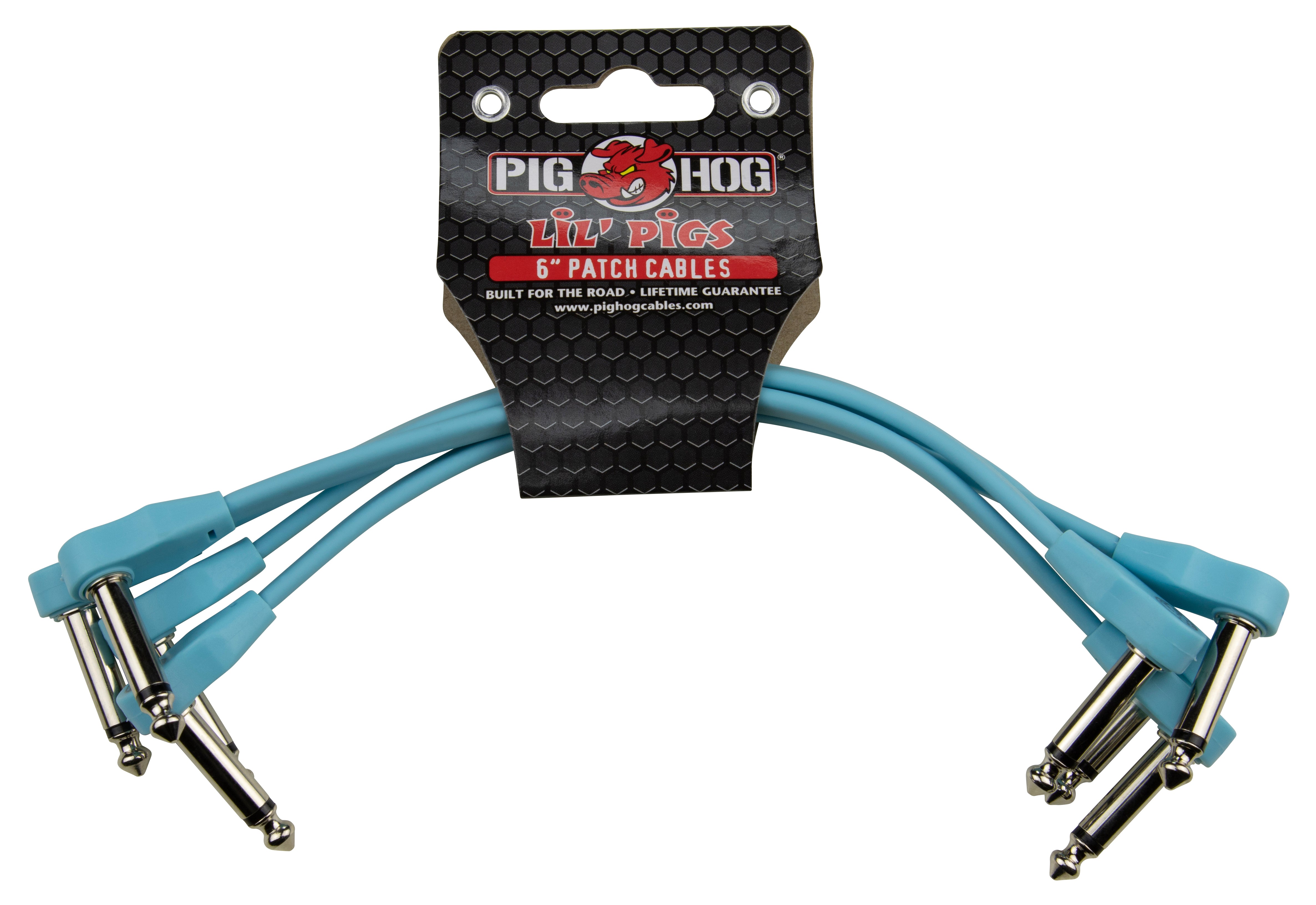 Pig Hog Lil Pigs 6in Low Profile Patch Cables - Daphne Blue