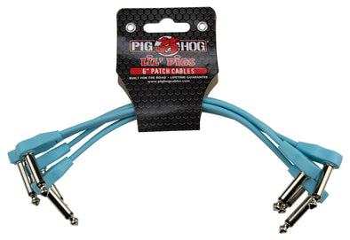 Pig Hog Lil Pigs 6in Low Profile Patch Cables - 4 pack, Daphne Blue