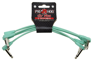 Pig Hog Lil Pigs 6in Low Profile Patch Cables - 4 pack, Seafoam Green