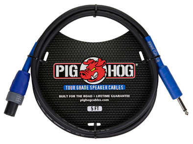 Pig Hog Speaker Cable, 5ft Speakon to 1/4”
