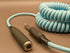 Hex Series Coiled Headphone Extension Cable, 1/4" - 15ft - Daphne Blue