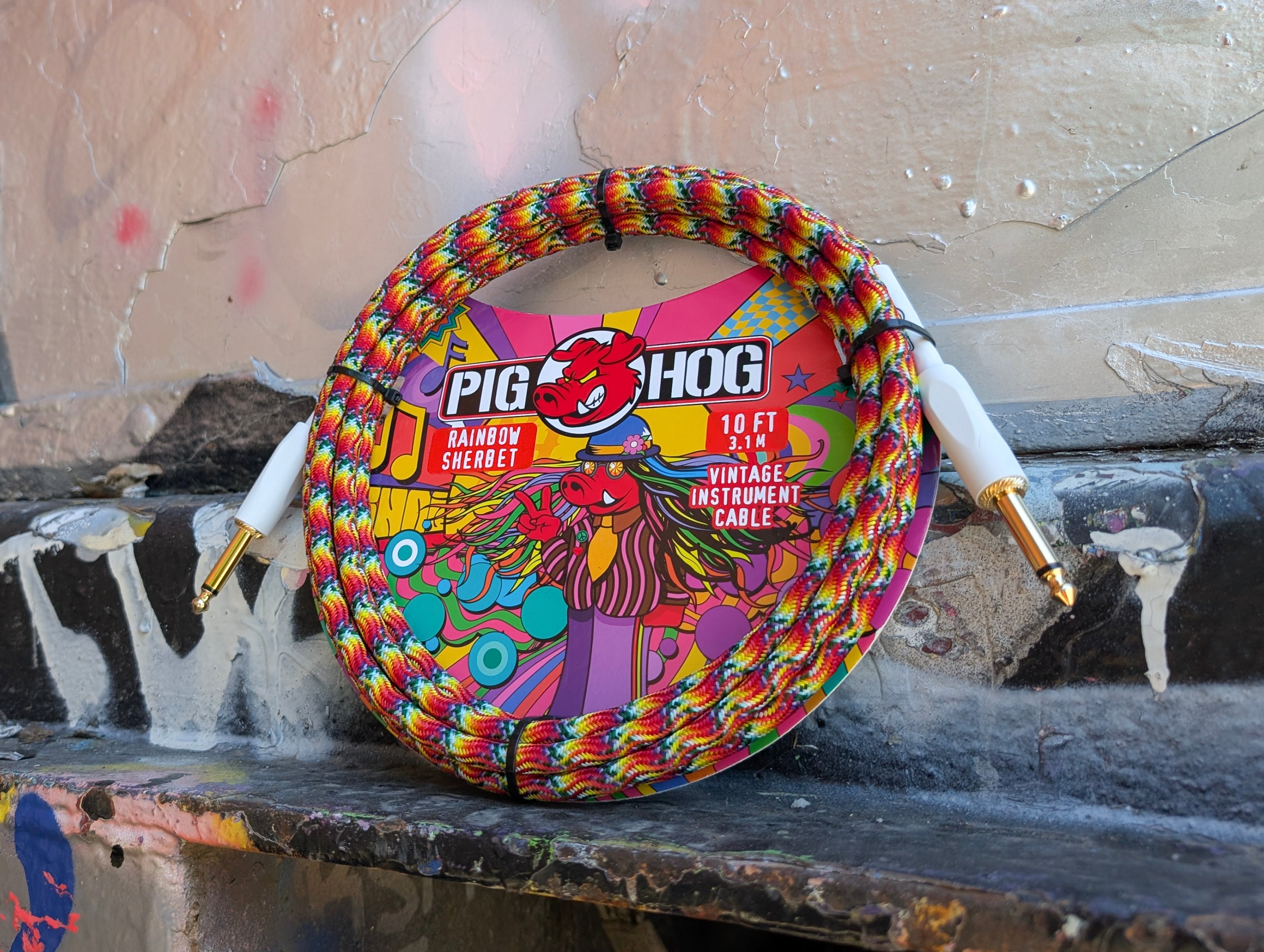 Pig Hog "Rainbow Sherbet" Instrument Cable, 20ft Right Angle