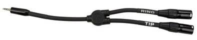 Pig Hog Solutions - 6" Y cable, 3.5 mm to Dual XLR (M)