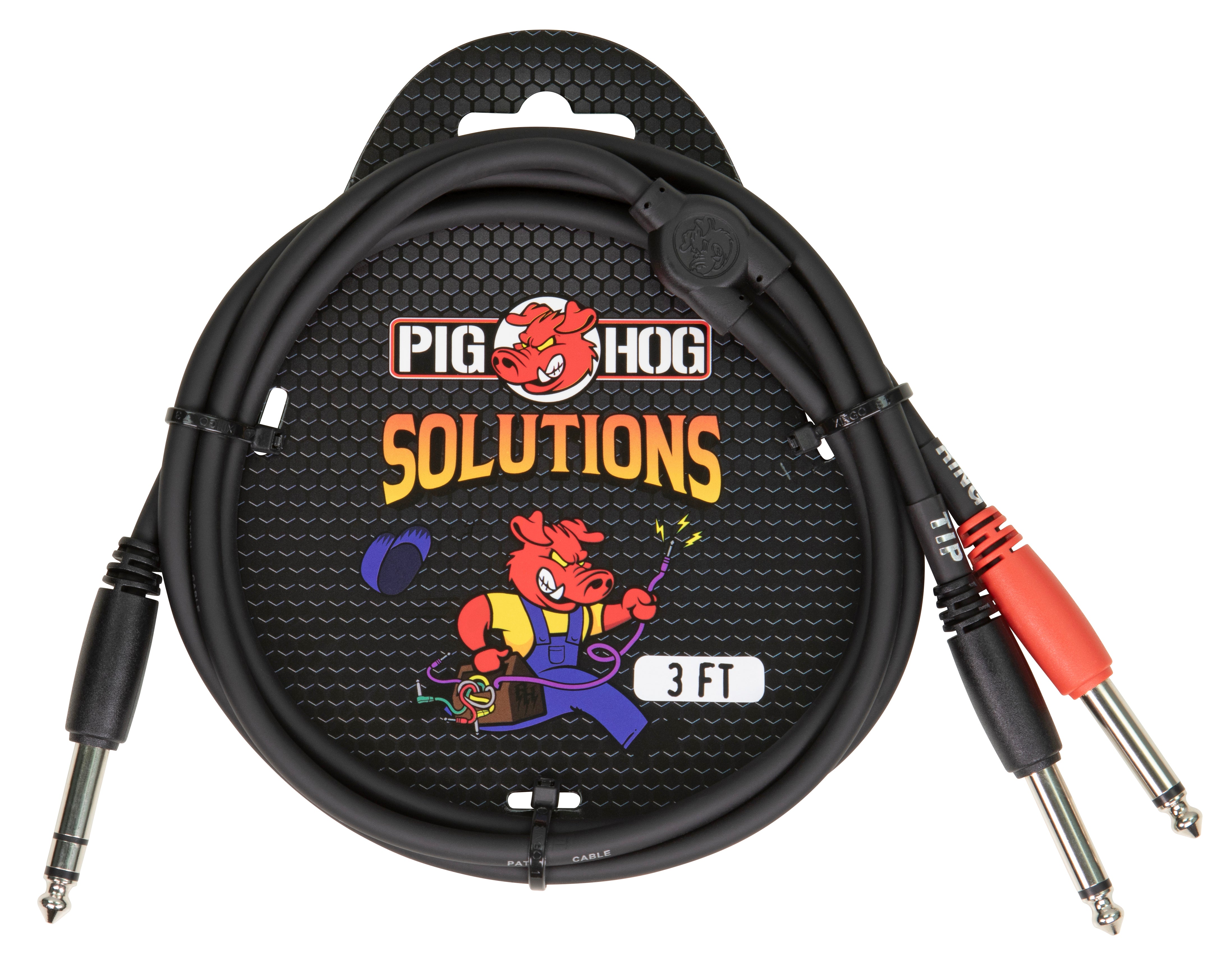 Pig Hog Solutions - 3ft TRS(M)-Dual 1/4" Insert Cable