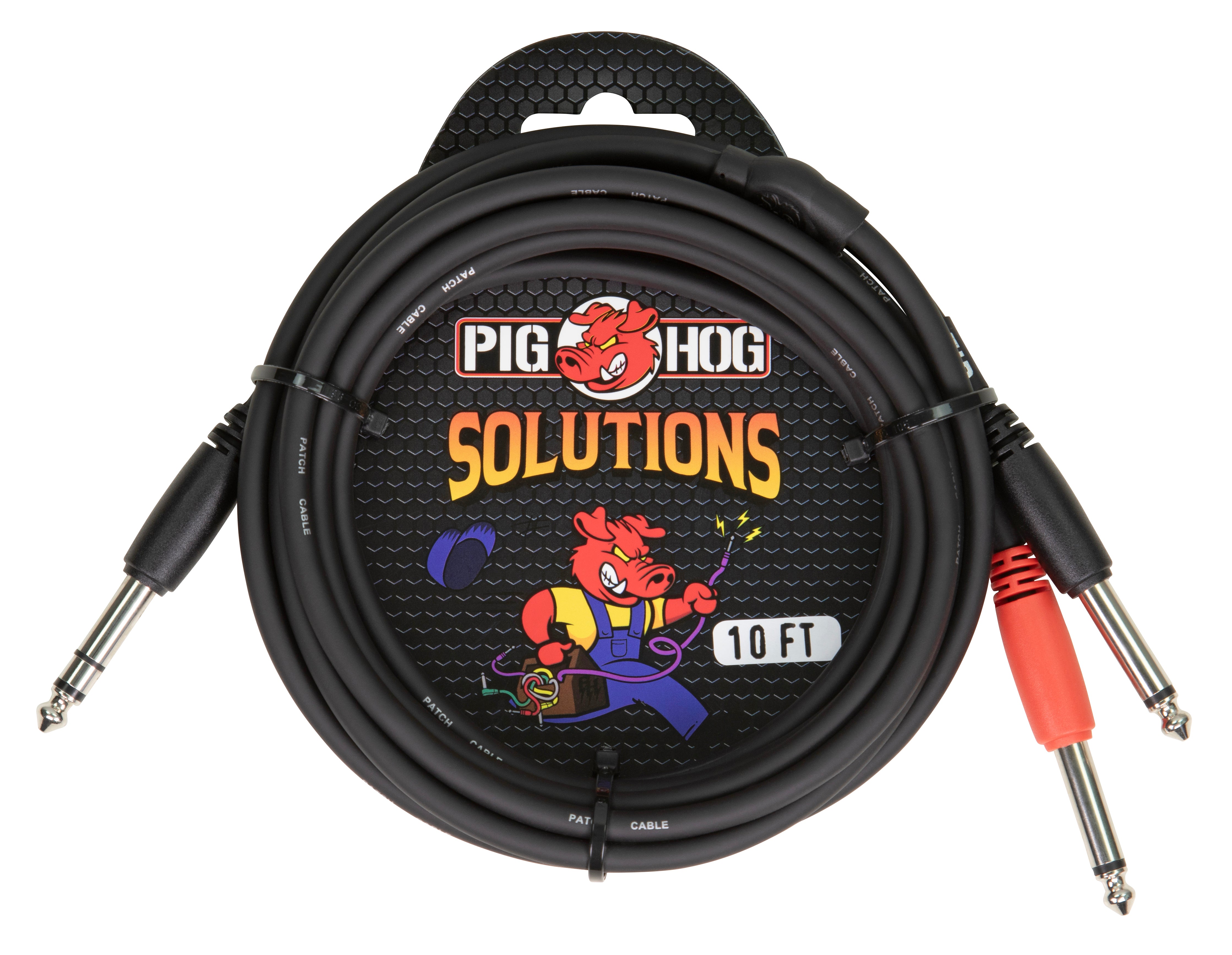 Pig Hog Solutions - 10ft TRS(M)-Dual 1/4" Insert Cable