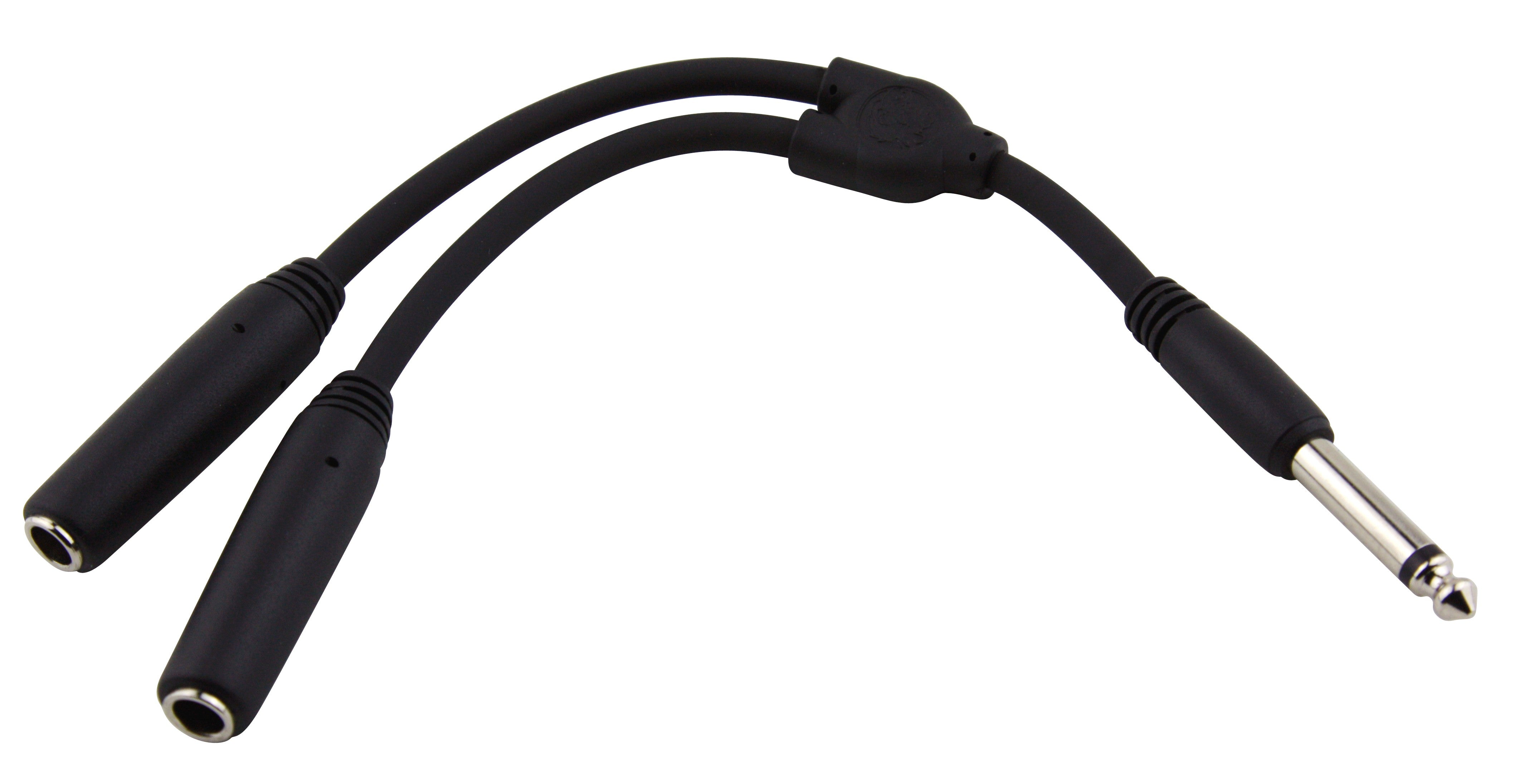 Pig Hog Solutions - 6" Y Cable, Mono 1/4"(M)-Dual Mono 1/4"(F)