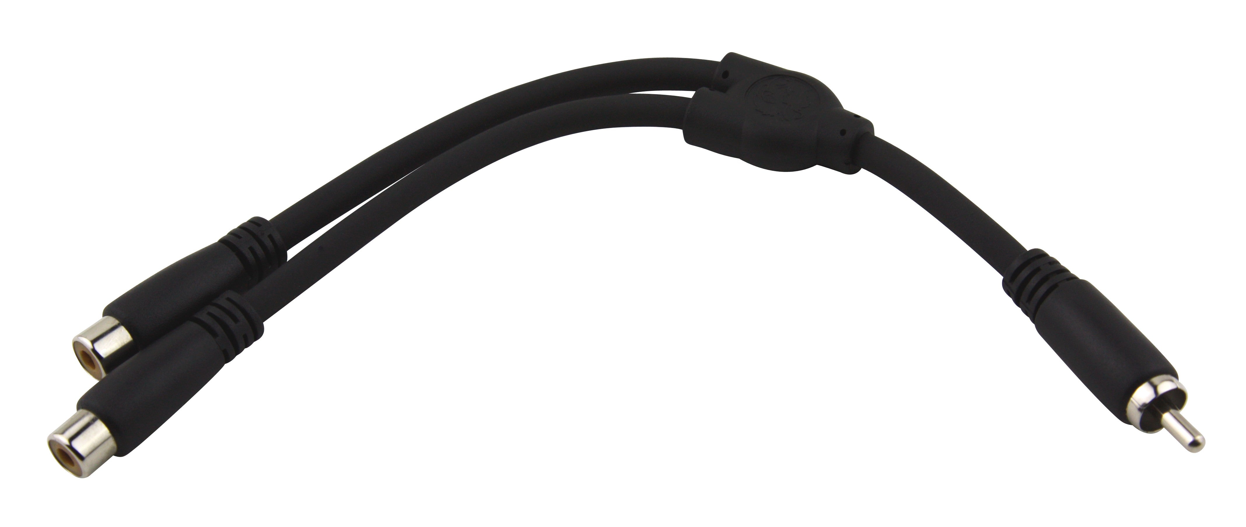 Pig Hog Solutions - 6" Y Cable, RCA(M)-Dual RCA(F)