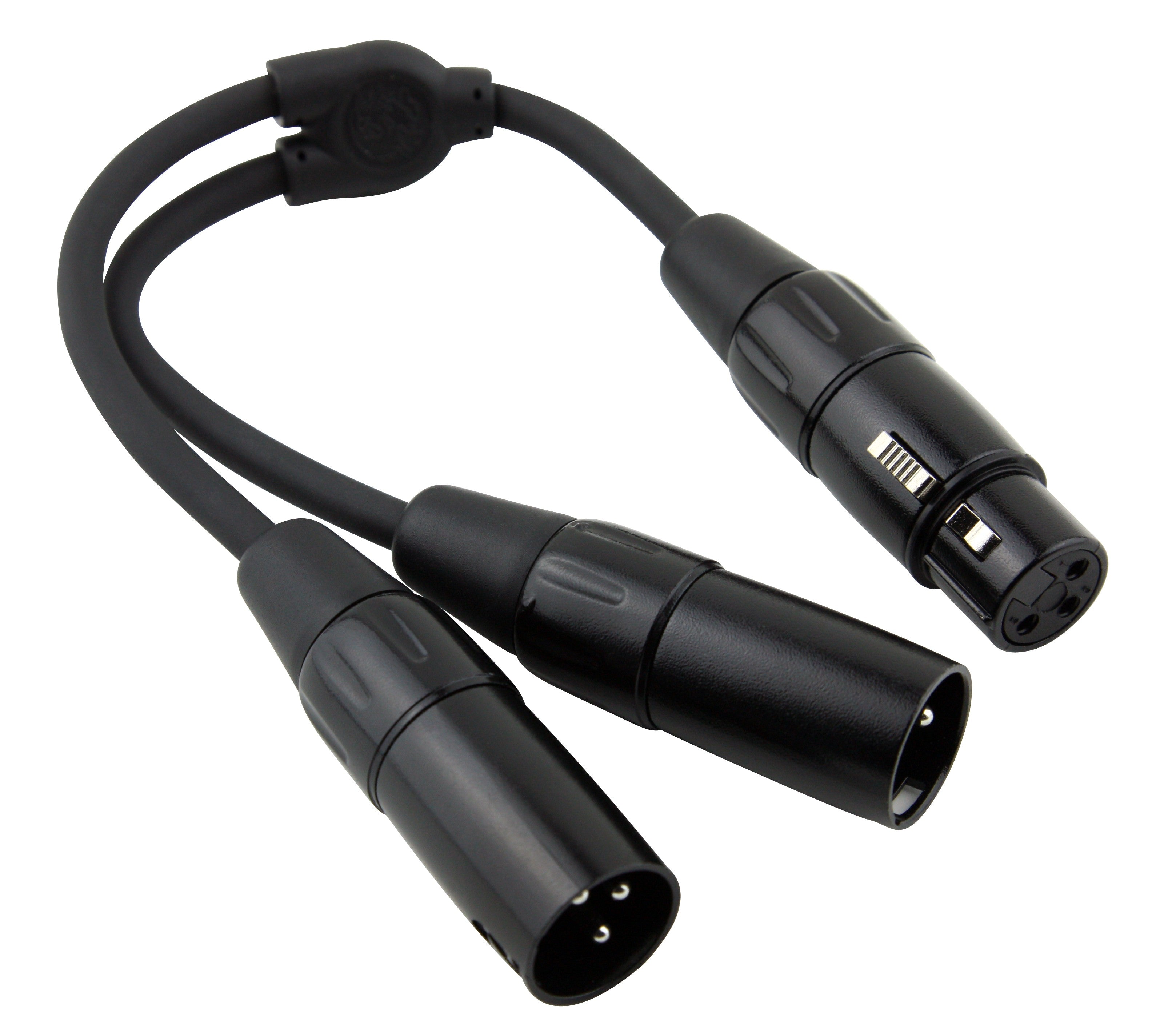 Pig Hog Solutions - 6" Y Cable, XLR(M)-Dual XLR(F)