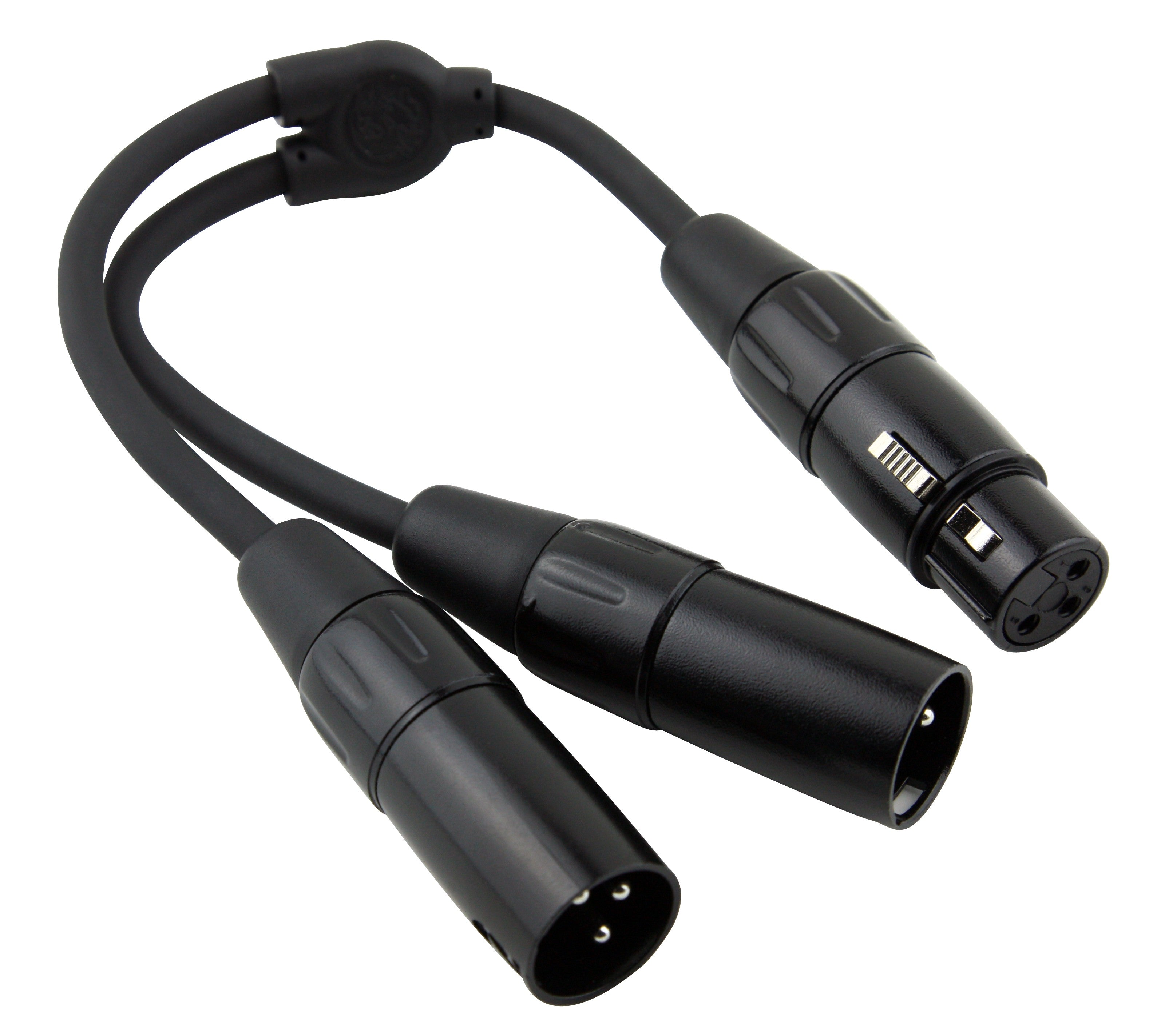 XLR Y Cable, One XLR Female to Dual RCA Male Pugs 1 ft. Long