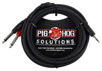 Pig Hog Solutions - 10ft Stereo Breakout Cable, 3.5mm to Dual 1/4"