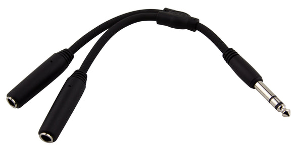 Pig Hog Solutions - 6" Y Cable, Stereo 1/4"(M)-Dual Stereo 1/4"(F)