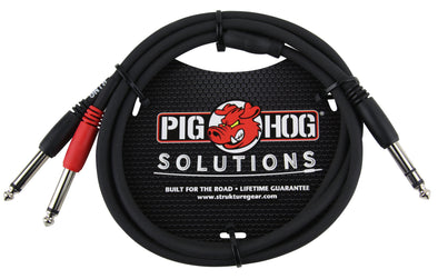 Pig Hog Solutions - 3ft TRS(M)-Dual 1/4" Insert Cable