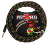 Pig Hog "Rasta Stripes" Instrument Cable, 20ft Right angle