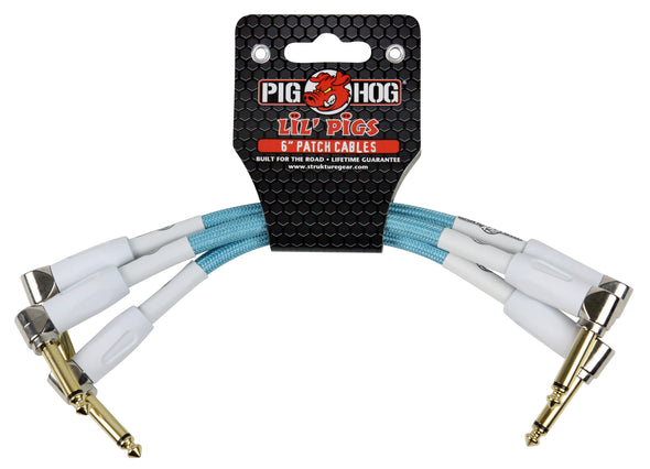Pig Hog Lil Pigs "Daphne Blue" 6in Patch Cables - 3 pack