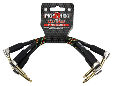 Pig Hog Lil Pigs "Rasta Stripe" 6in Patch Cables - 3 pack