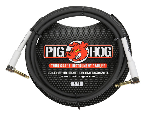 Pig Hog 6ft 1/4" Right Angle - 1/4" Right Angle 8mm Inst. Cable