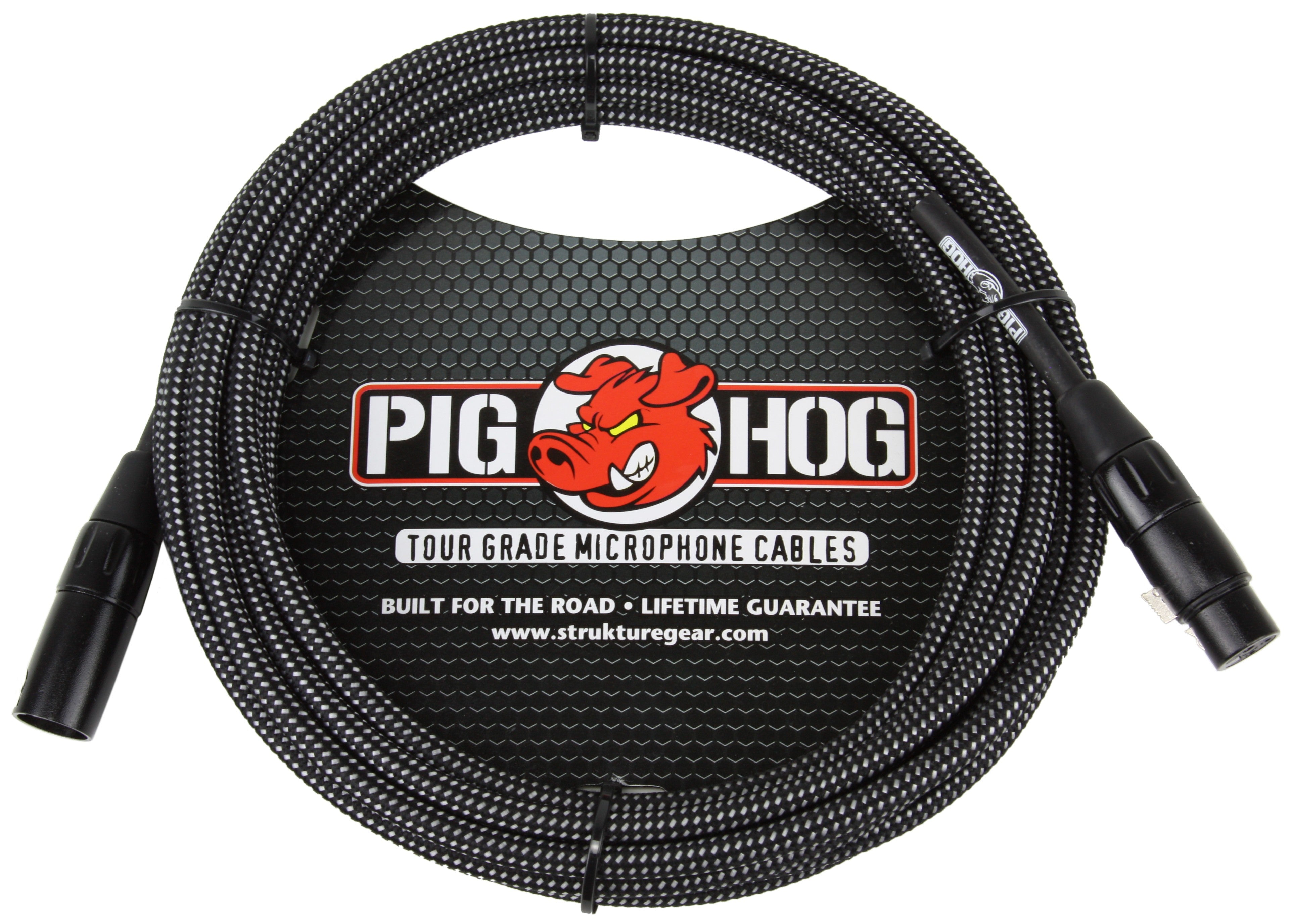 Pig Hog Black & White Woven Mic Cable, XLR