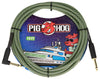 Pig Hog "Jamaican Green" Instrument Cable, 10ft Right Angle